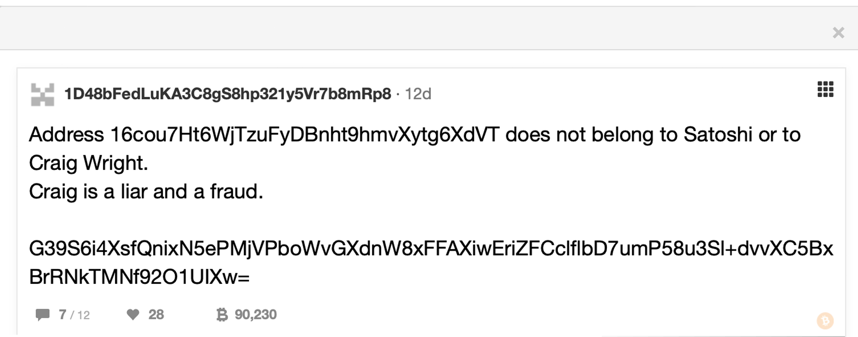 'Craig Is a Liar' – Early Adopter Proves Ownership of Bitcoin Address Claimed by Craig Wright