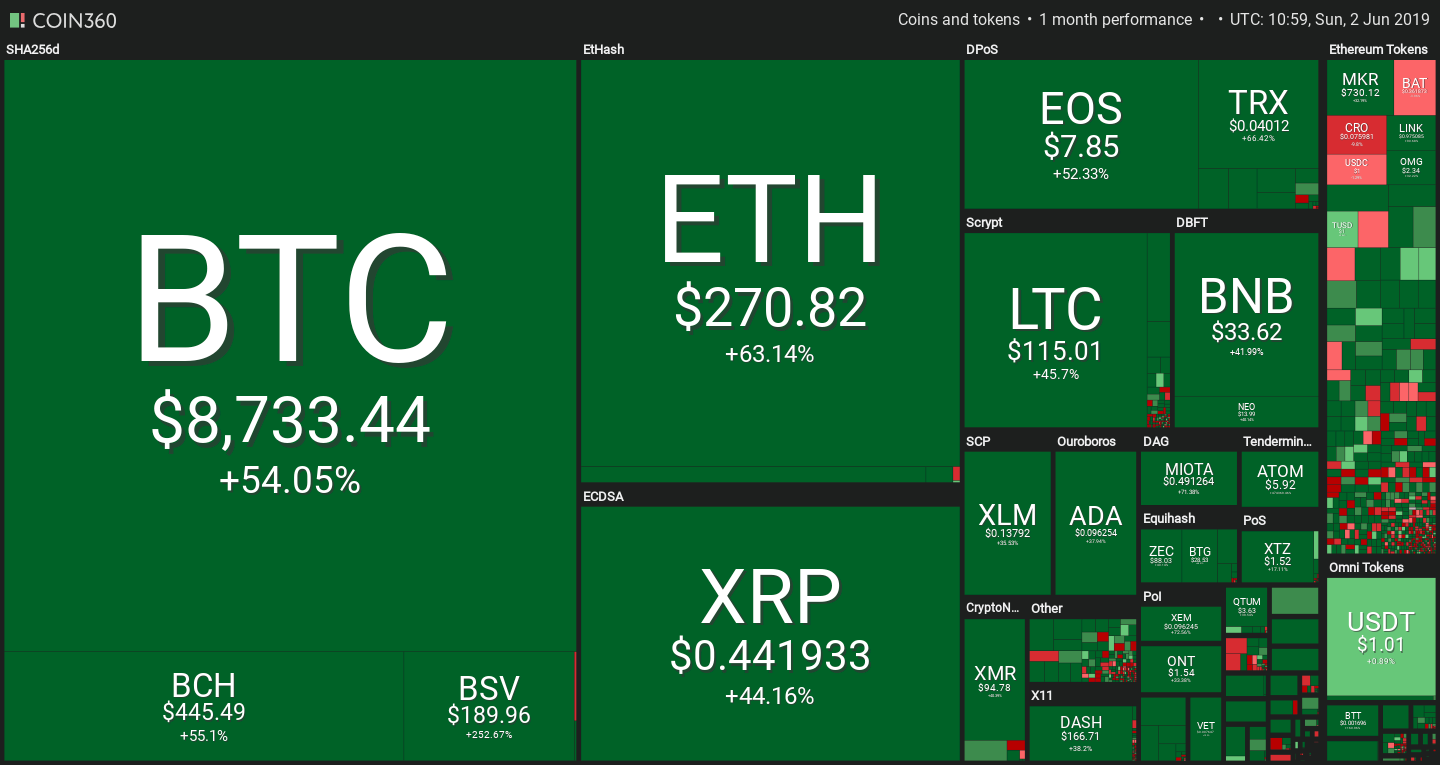 Caption of the crypto 1 month performance