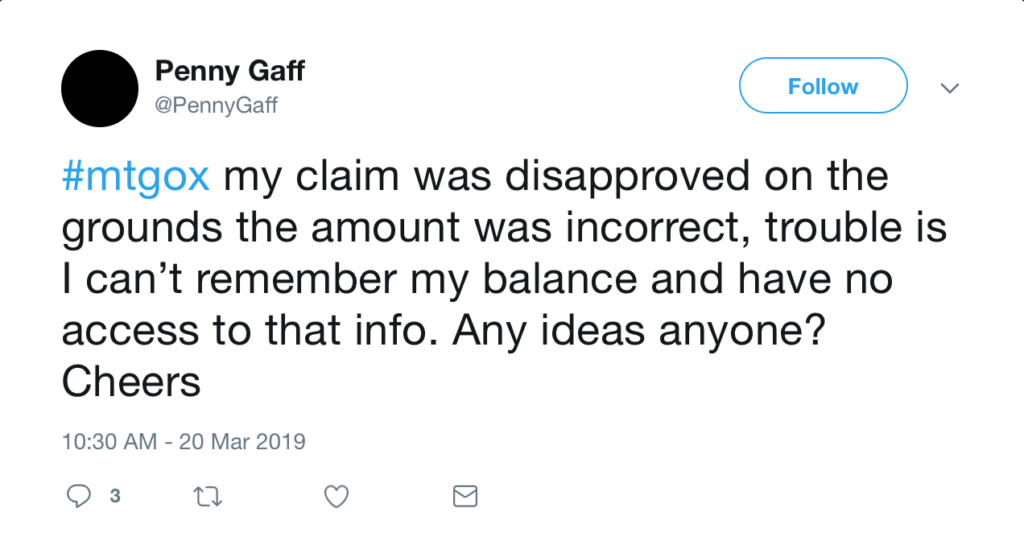 Mt. Gox victim tweet