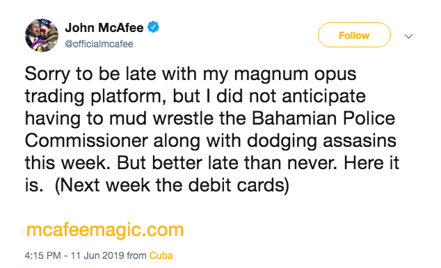 McAfee Magic debit cards