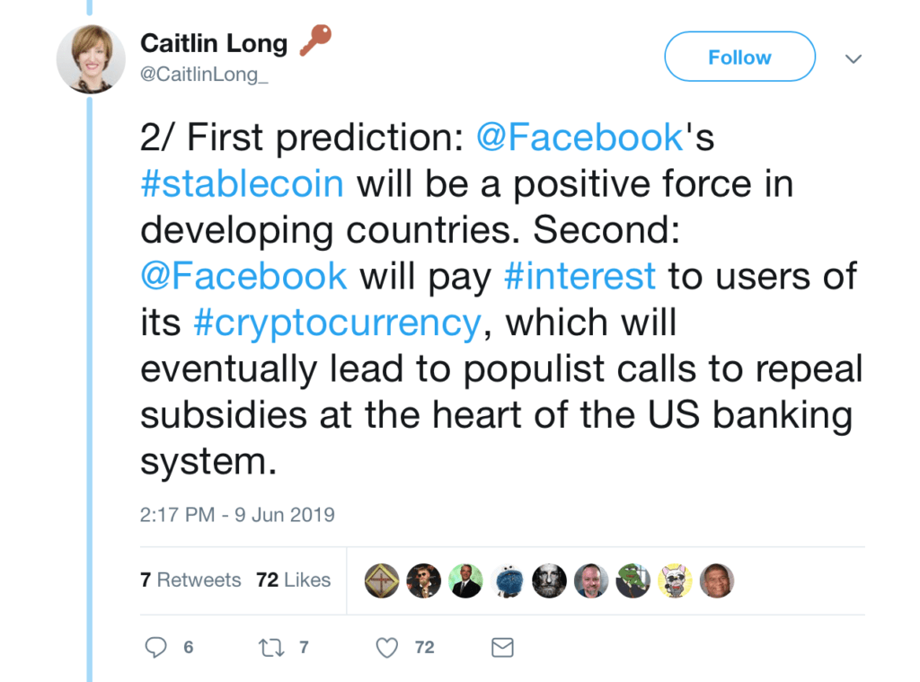 Caitlin Long on Facebook Cryptocurrency