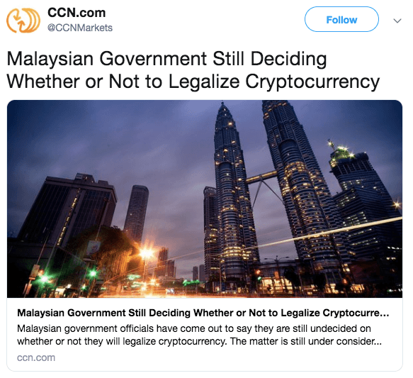 Malaysia unsure of how to regulate cryptocurrencies 