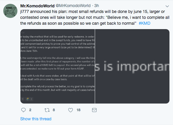 Komodo refunds. Hacks its users.