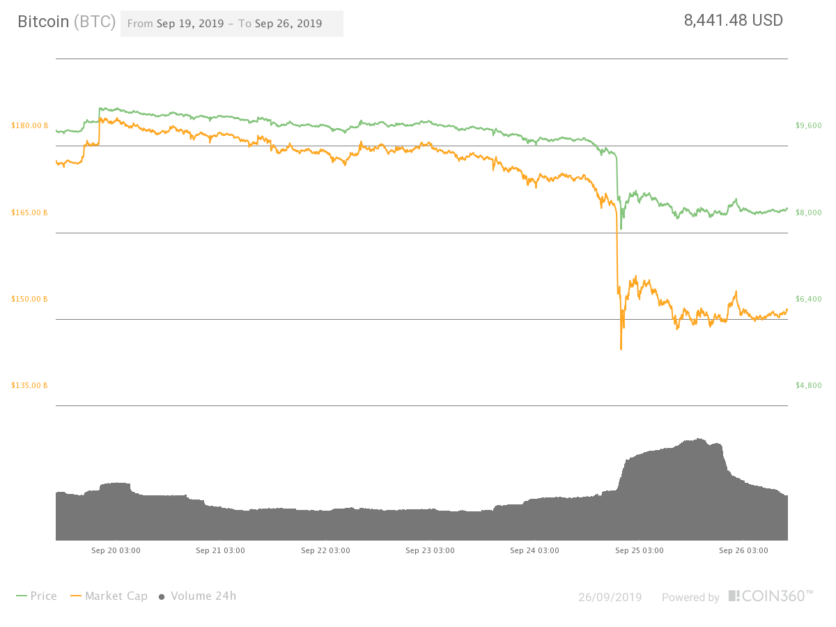 Bitcoin seven-day price chart