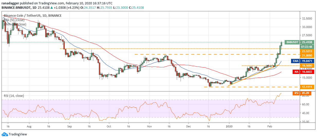 BNB USD daily chart