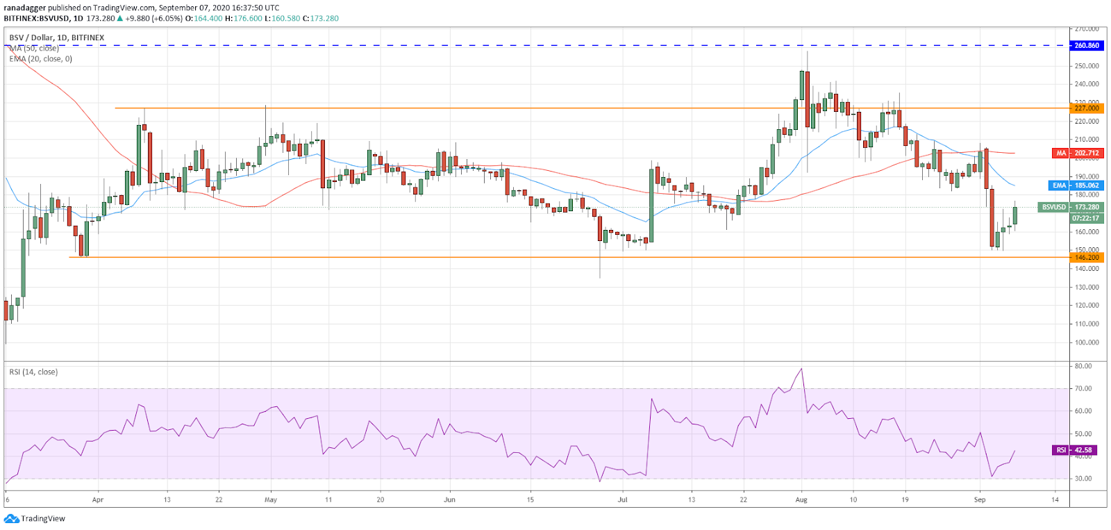 BSV/USD daily chart