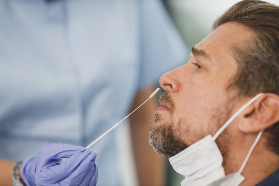 Man gets a nasal swab test