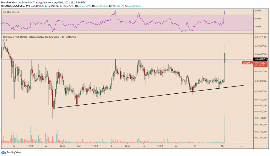 Dogecoin starts crashing. Source: DOGEUSD on TradingView.com