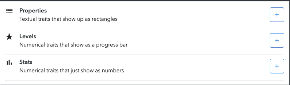 NFT traits on the Ethereum-based OpenSea platform.