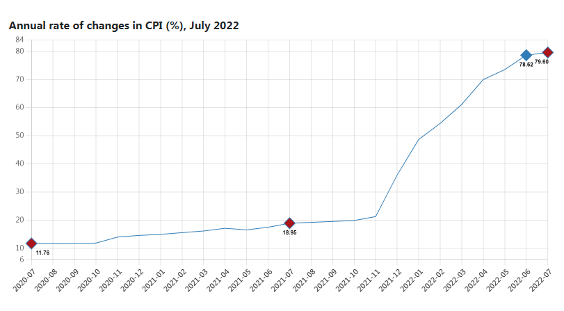 Latest Turkey Inflation Rate of 79.6% the Highest in 24 Years — Weakening Lira and Russia/Ukraine War Blamed 