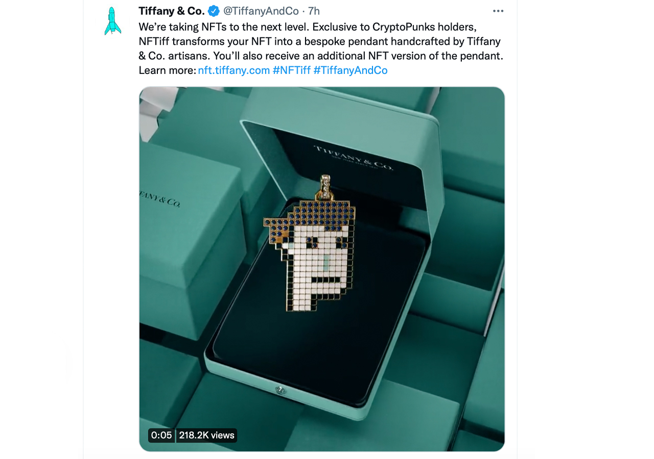 Luxury Retailer Tiffany & Co. Announces Jeweled Cryptopunk Pendants Tied to NFTs