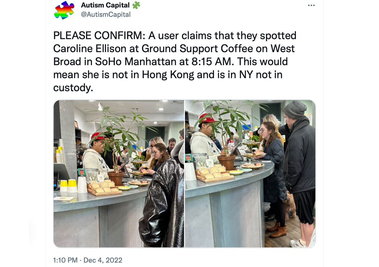 Alameda Research CEO Caroline Ellison Reportedly Spotted at a Coffee Shop in Manhattan With FTX Dog 'Gopher'