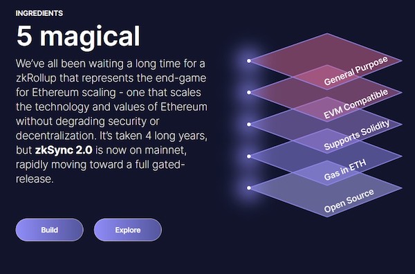 Newcomb is very keen on the five points he believes makes zkSync the best scaling solution