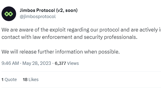 Jimbo, a DeFi protocol, hacked for $7.5m in a slippage-related flaw - 2