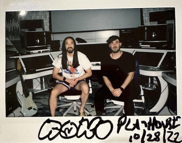 Justin Blau in the studio with fellow DJ Steve Aoki