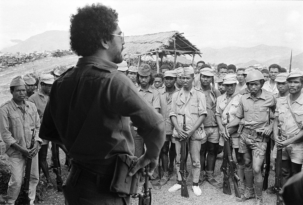 East Timor - Jose Ramos-Horta with Fretilin freedom fighters