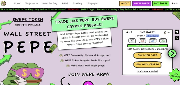 Wall Street Pepe ($WEPE) best altcoin