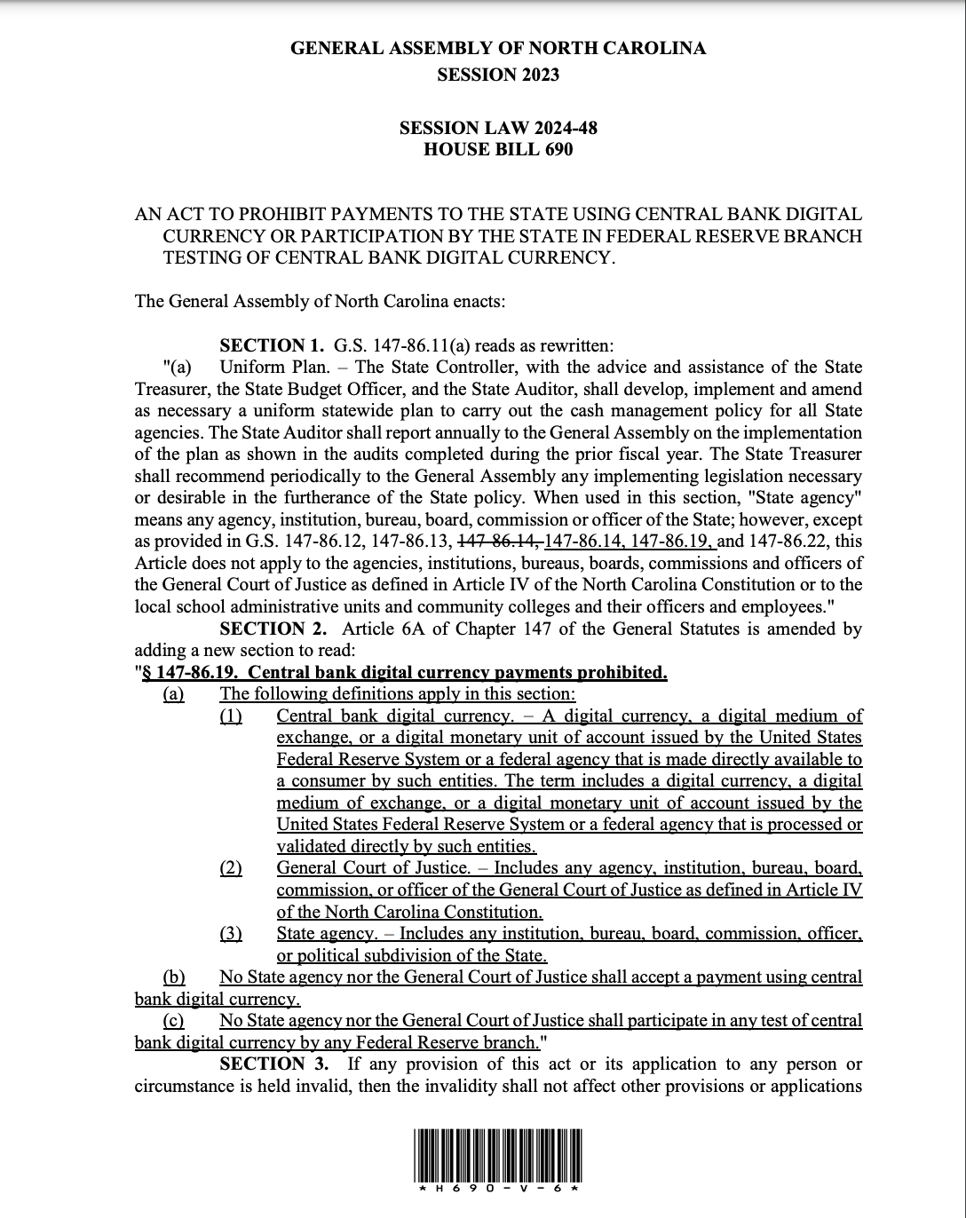 Bitcoin Regulation, United States, North Carolina