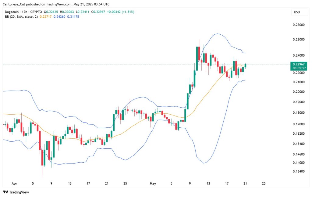 Dogecoin Bollinger Bands analysis