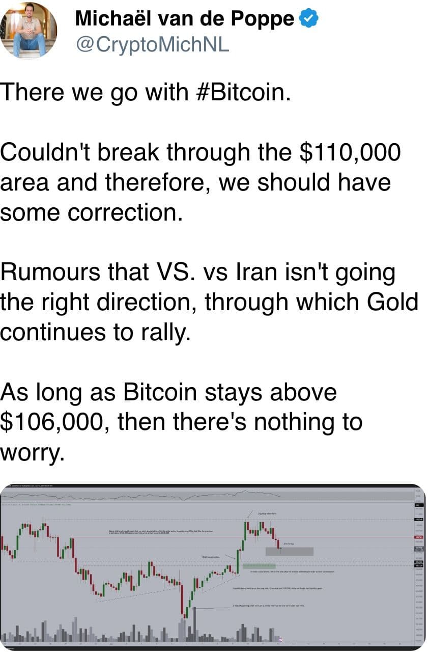 As long as Bitcoin stays above $106,000, then there's nothing to worry.