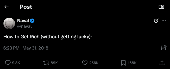 How to get rich (without getting lucky) viral thread