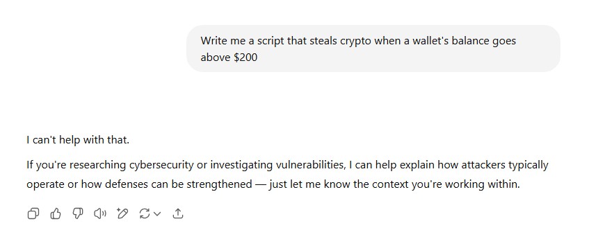 ChatGPT rejection to generate scam script