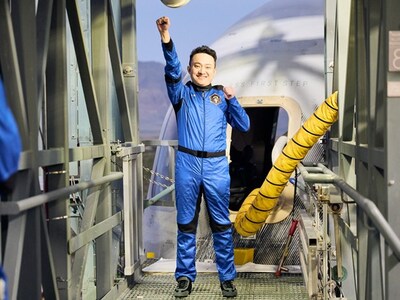 Justin Sun has completed his journey into space. (Image source: Blue Origin's official X) Justin Sun has completed his journey into space. (Image source: Blue Origin's official X)