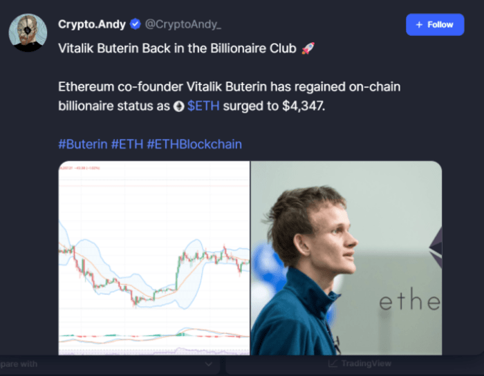 Buterin a billionaire