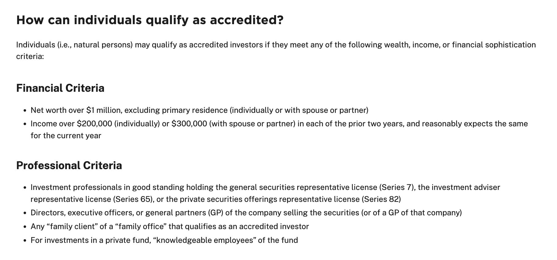 Investments, SEC, United States