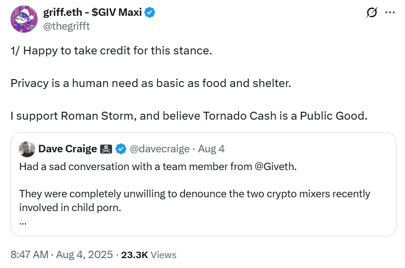 Crypto community members support Roman Storm but there are also internet users who argue for public safety over privacy