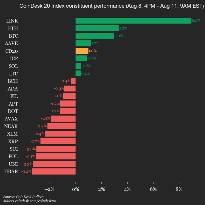 9am CryptoX 20 Update for 2025-08-11: leaders