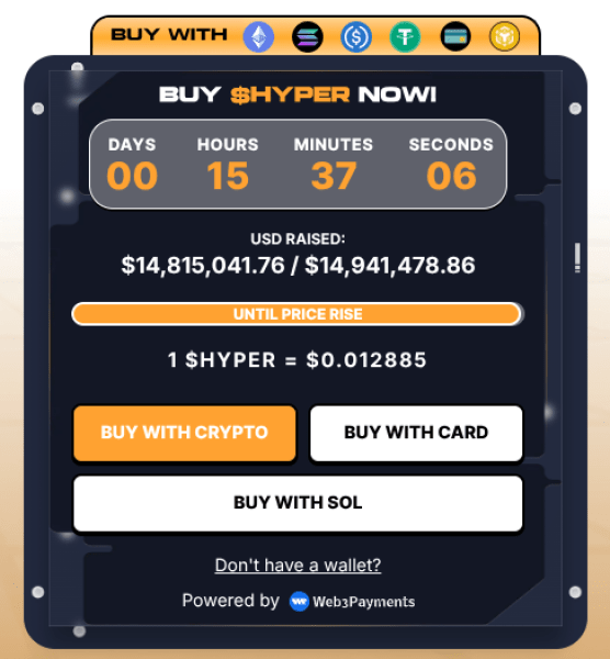 $HYPER presale amount raised so far