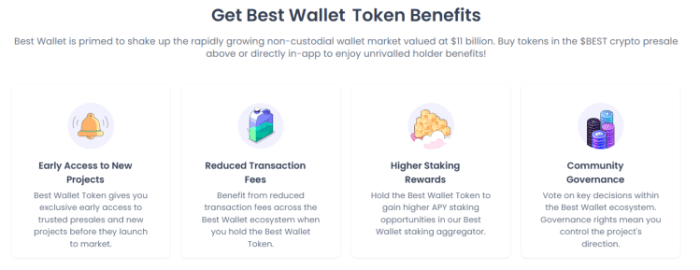 Best Wallet Token benefits on the official presale page.