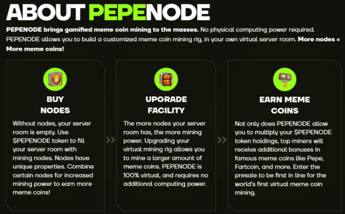 About Pepenodeโs utility on the presale website.