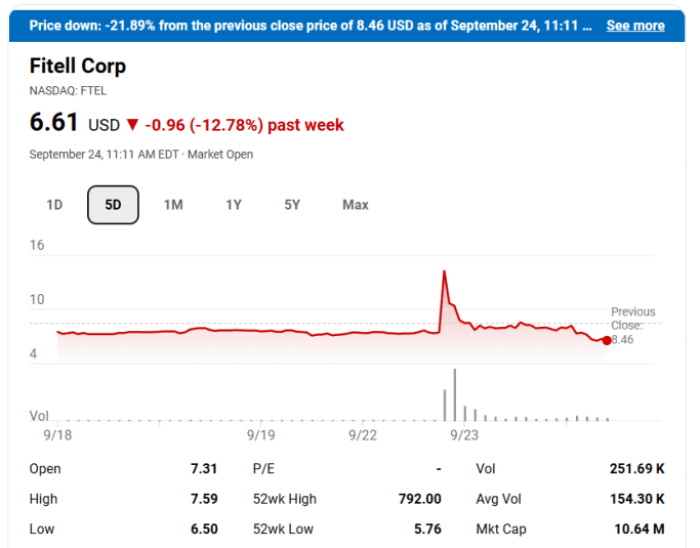 Fitell stock price