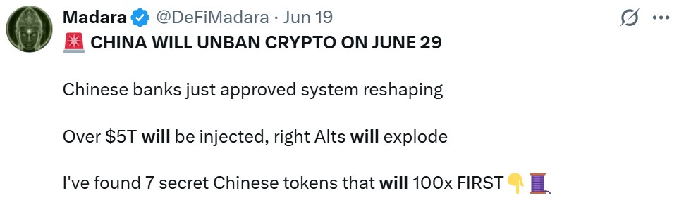 China crypto ban reversal rumor