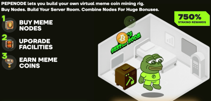 PepeNode ($PEPENODE) mine-to-earn process.