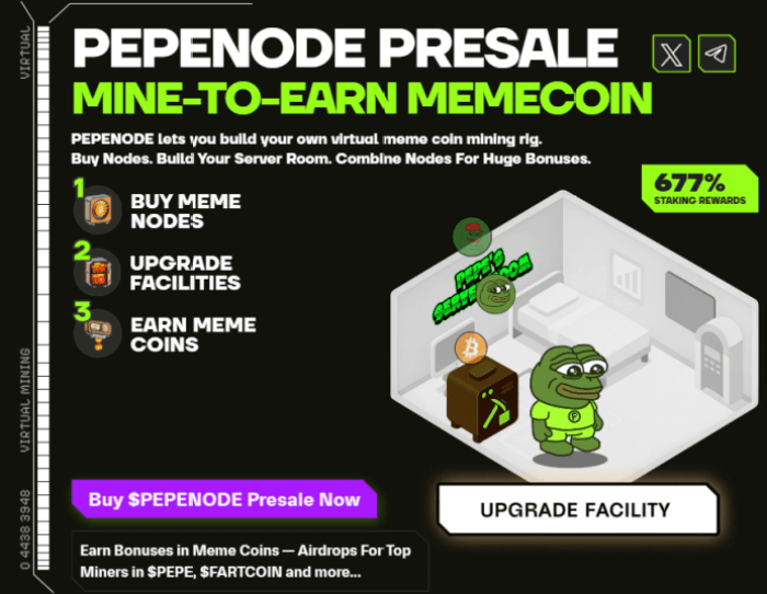 PepeNode's Mine-to-Earn presale.