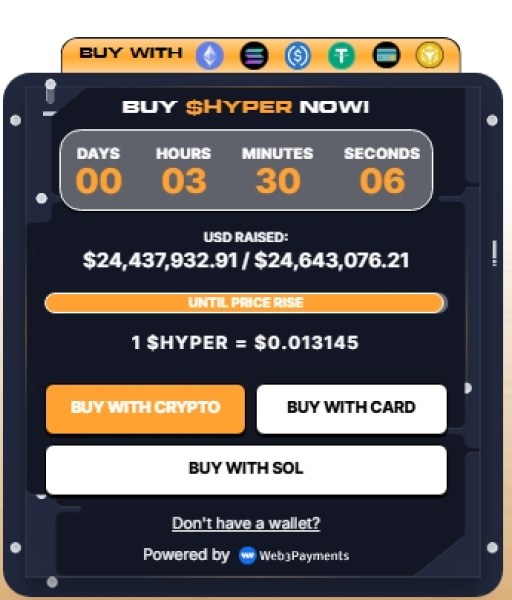 Bitcoin Hyper presale widget.
