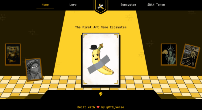 Comedian meme coin website homepage.