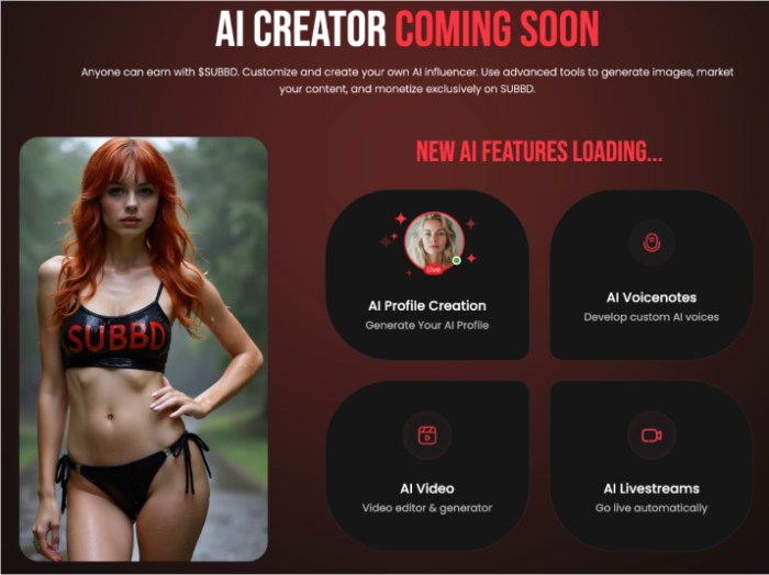 SUBBD AI creator features coming soon