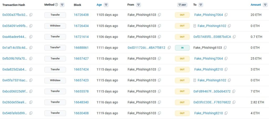 Fake Phishing tags in Etherscan
