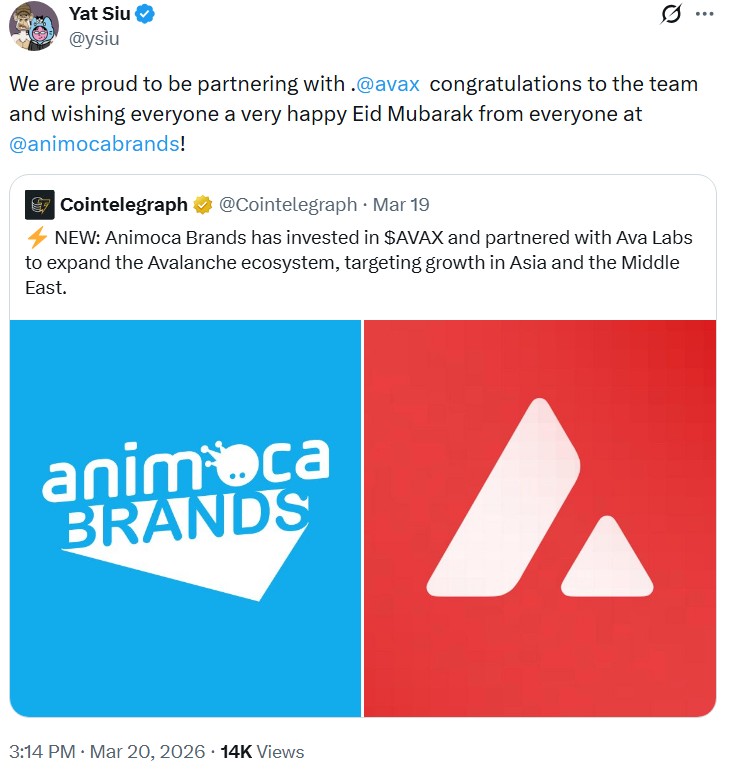 Yat Siu Animoca Brands Avalanche