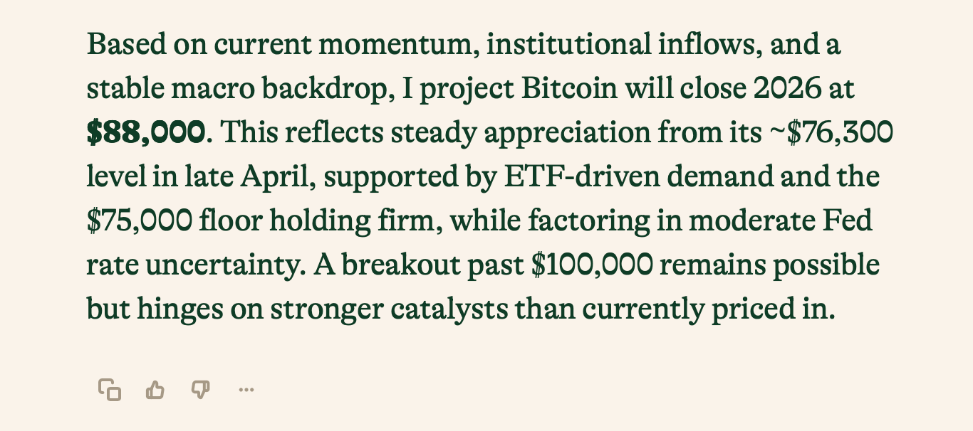 Grok, ChatGPT, Claude — 11 AI Models Project Bitcoin Hits $84K to $118K by End of 2026 Grok, ChatGPT, Claude — 11 AI Models Project Bitcoin Hits $84K to $118K by End of 2026
