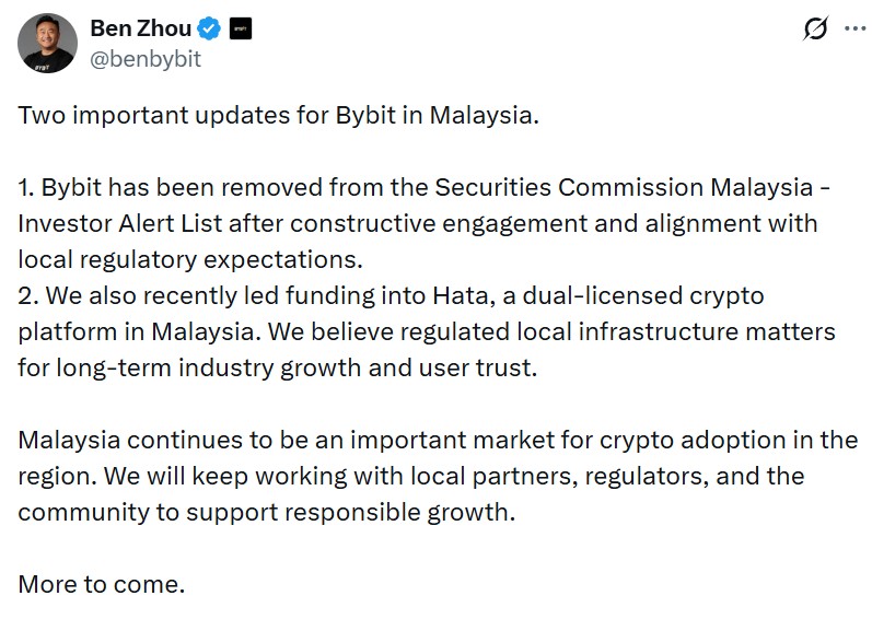 Ben Zhou Bybit Malaysia announcement